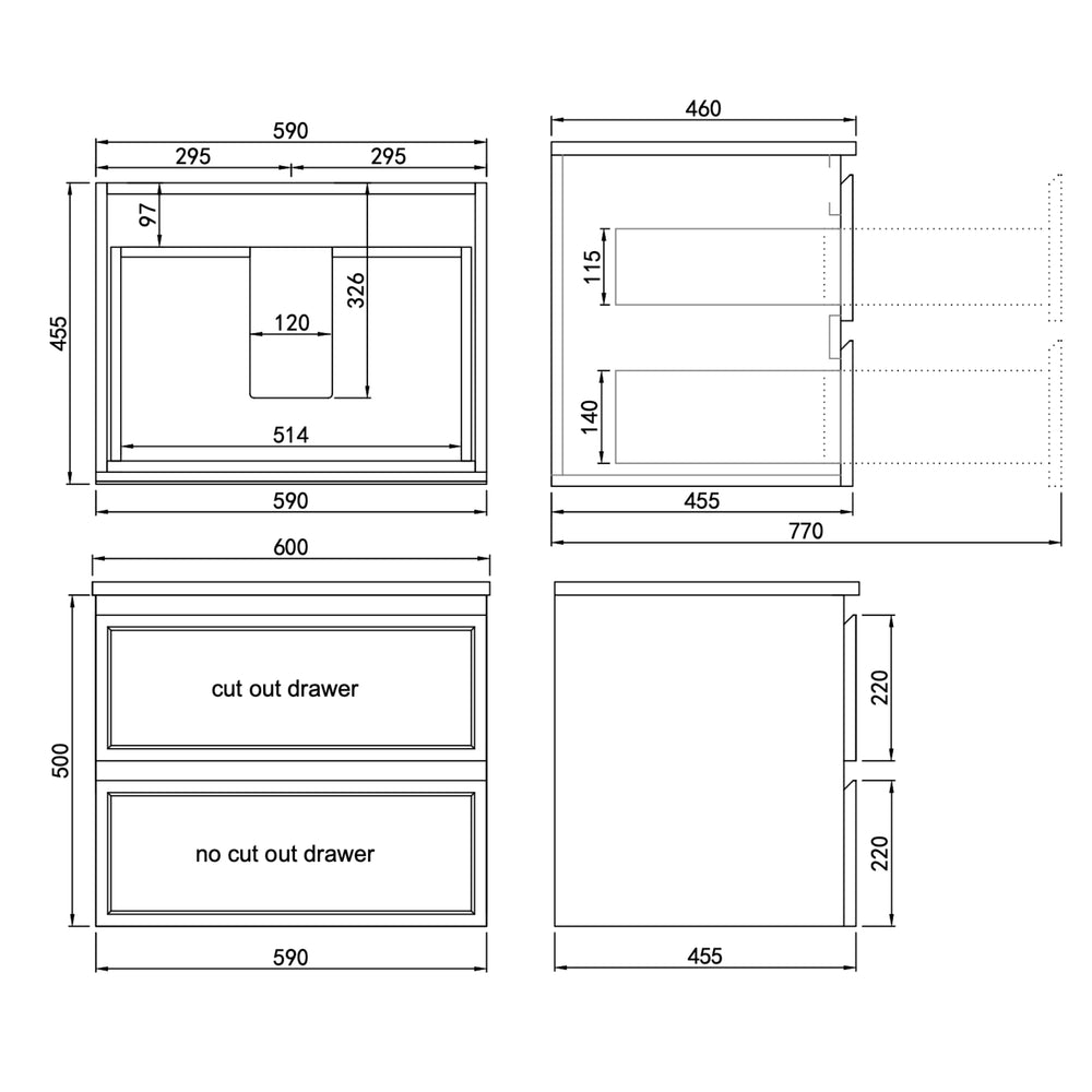 LUKKA HAMILTON MATTE WHITE 600MM SINGLE BOWL WALL HUNG VANITY