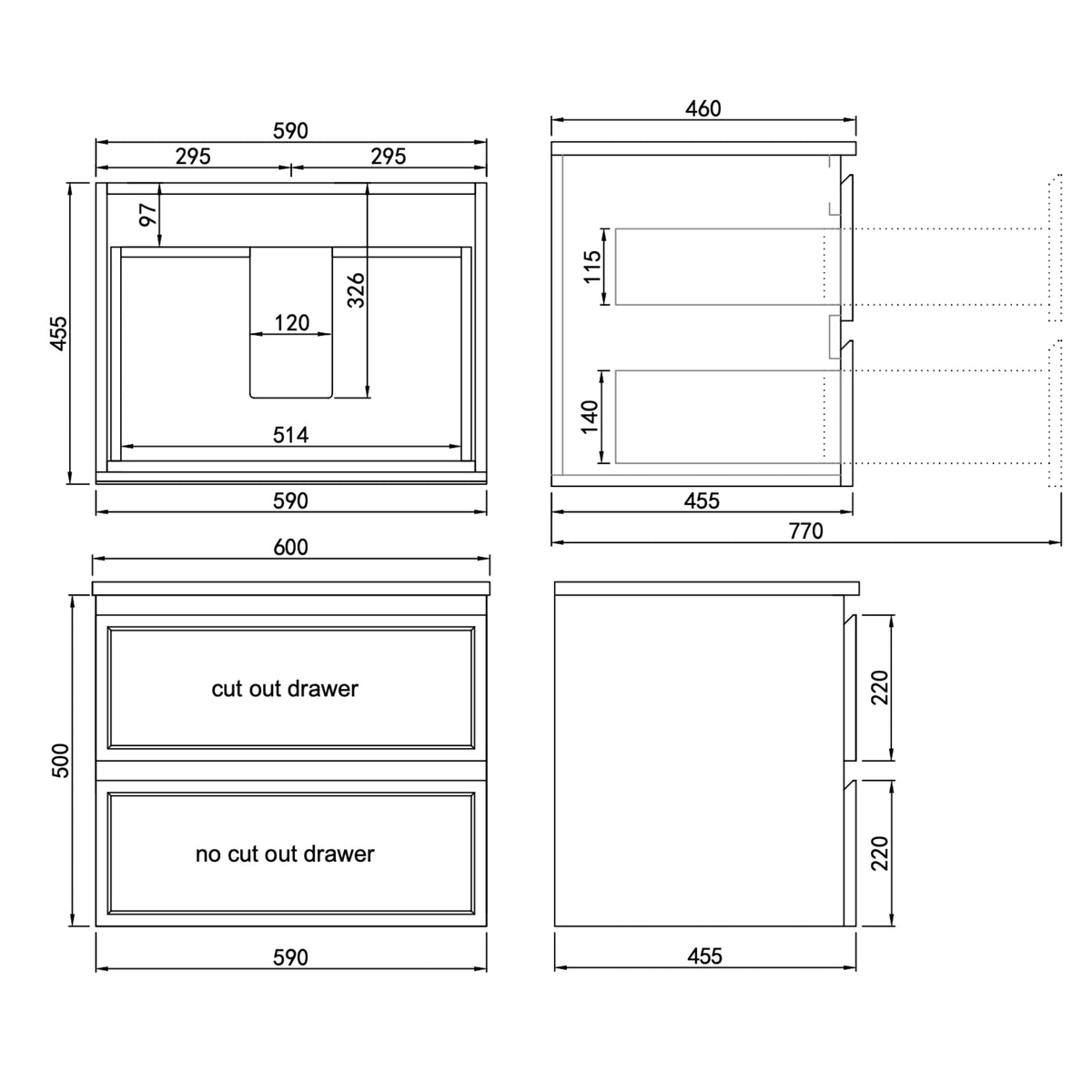 LUKKA HAMILTON MATTE WHITE 600MM SINGLE BOWL WALL HUNG VANITY