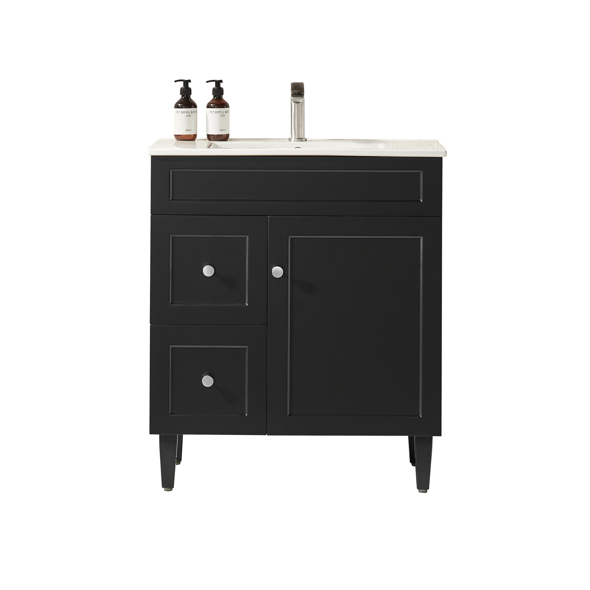 LUKKA HAROLD FEDERATION MATTE BLACK 750MM SINGLE BOWL FLOOR STANDING VANITY (AVAILABLE IN LEFT AND RIGHT HAND DRAWER)