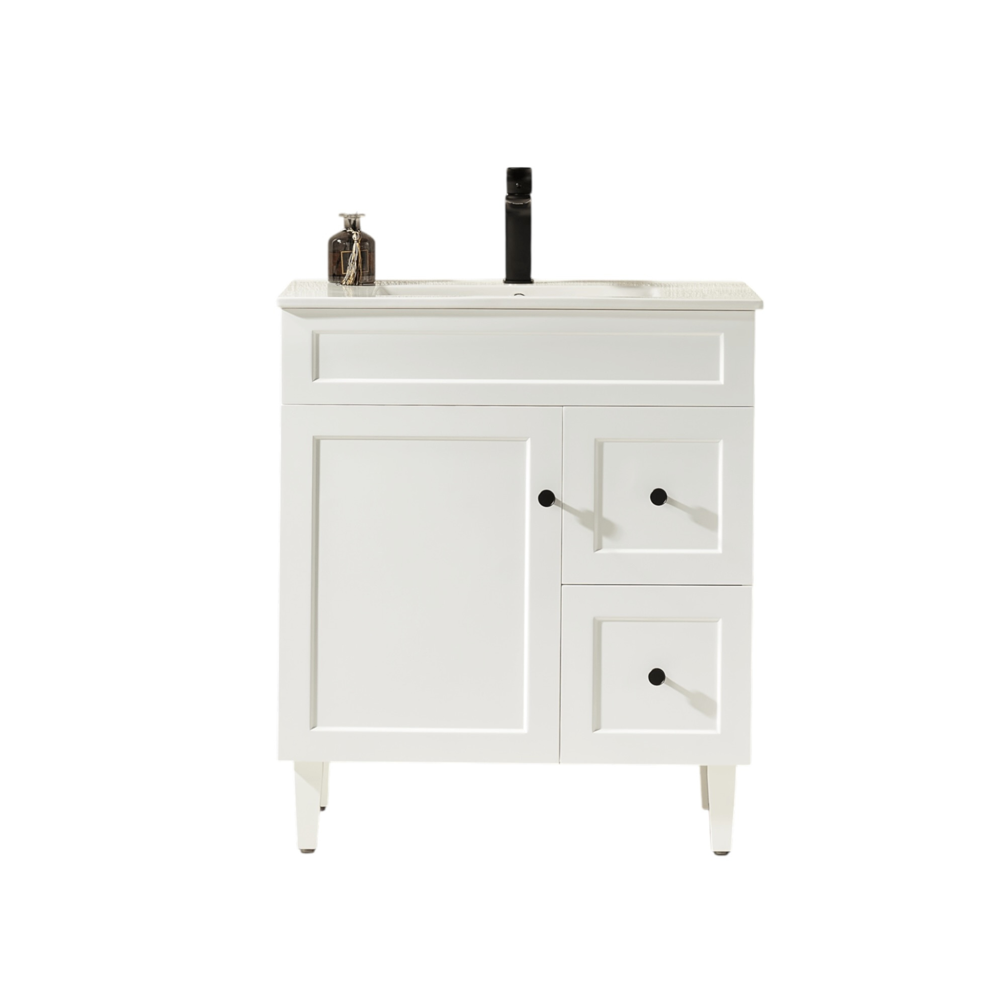 LUKKA HAROLD FEDERATION MATTE WHITE 750MM SINGLE BOWL FLOOR STANDING VANITY (AVAILABLE IN LEFT AND RIGHT HAND DRAWER)
