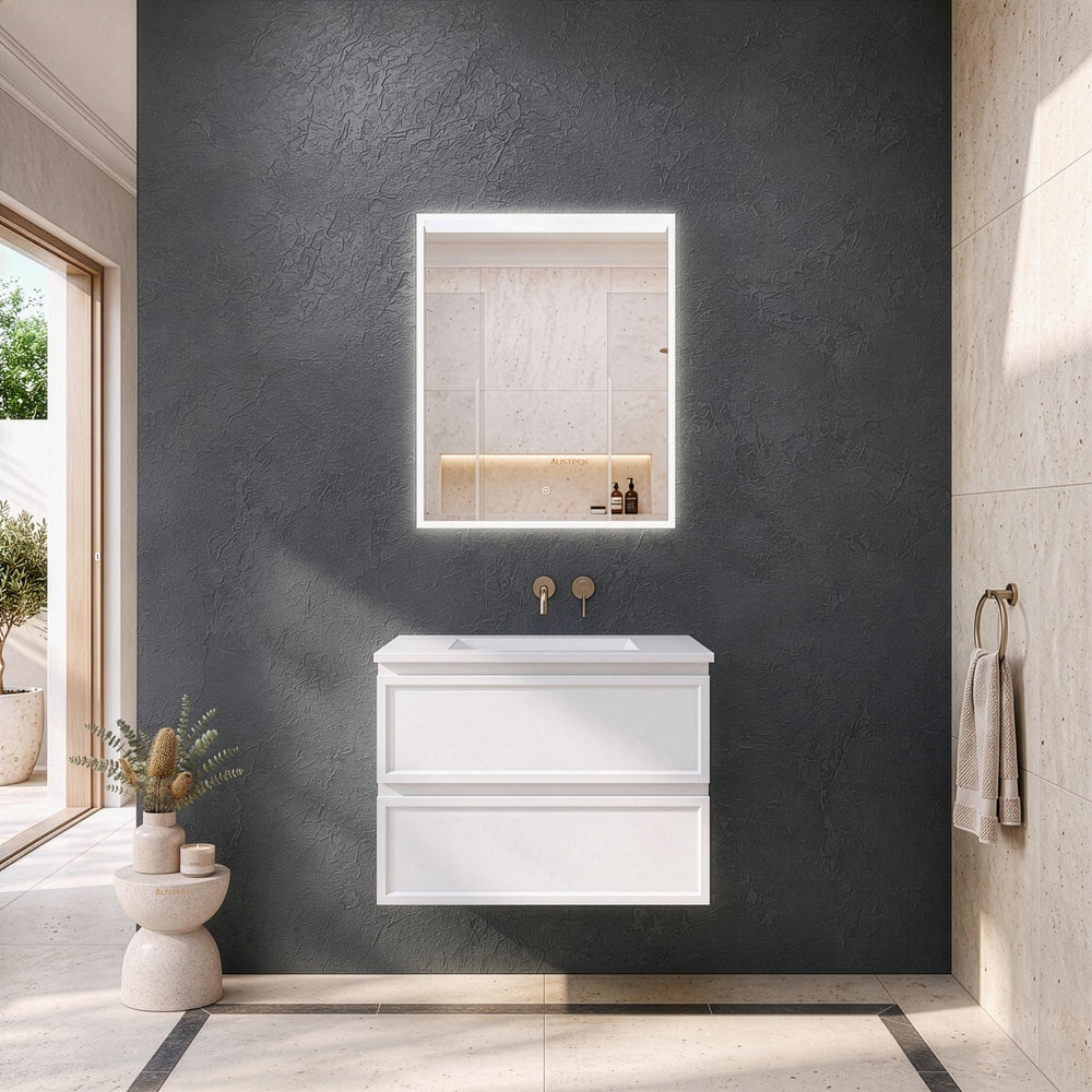 LUKKA HAMILTON MATTE WHITE 750MM SINGLE BOWL WALL HUNG VANITY