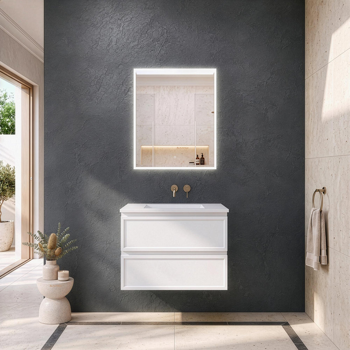 LUKKA HAMILTON MATTE WHITE 750MM SINGLE BOWL WALL HUNG VANITY