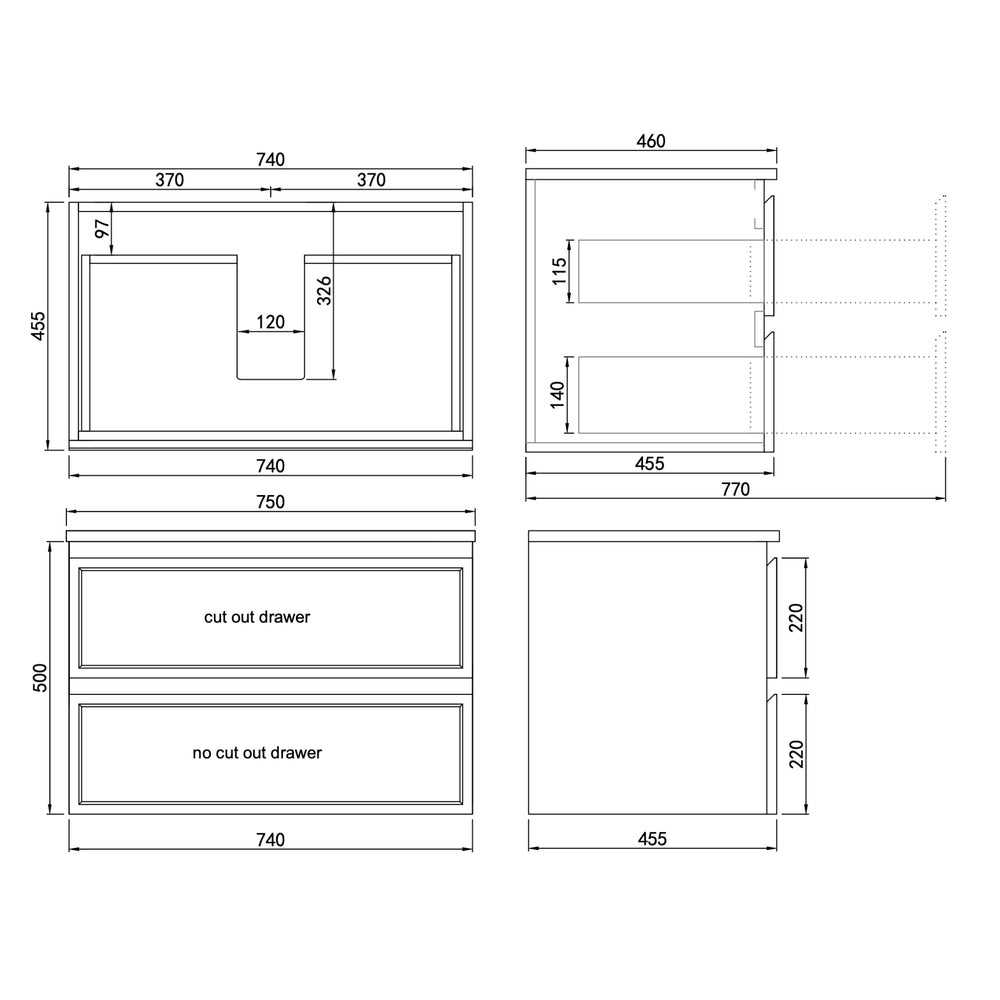 LUKKA HAMILTON MATTE WHITE 750MM SINGLE BOWL WALL HUNG VANITY