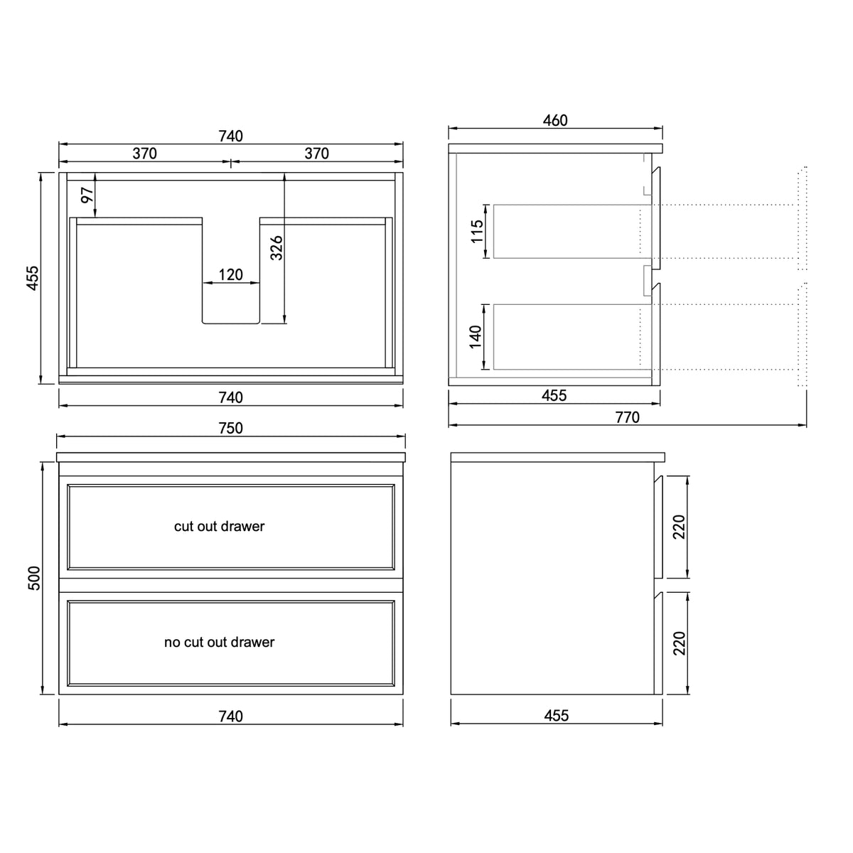 LUKKA HAMILTON MATTE WHITE 750MM SINGLE BOWL WALL HUNG VANITY