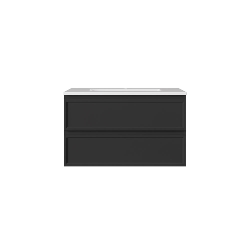 LUKKA HAMILTON MATTE BLACK 900MM SINGLE BOWL WALL HUNG VANITY
