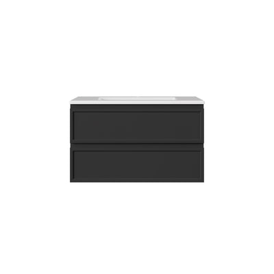LUKKA HAMILTON MATTE BLACK 900MM SINGLE BOWL WALL HUNG VANITY