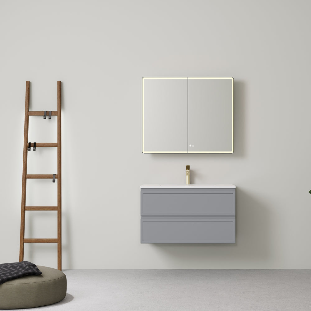 LUKKA HAMILTON MATTE GREY 900MM SINGLE BOWL WALL HUNG VANITY