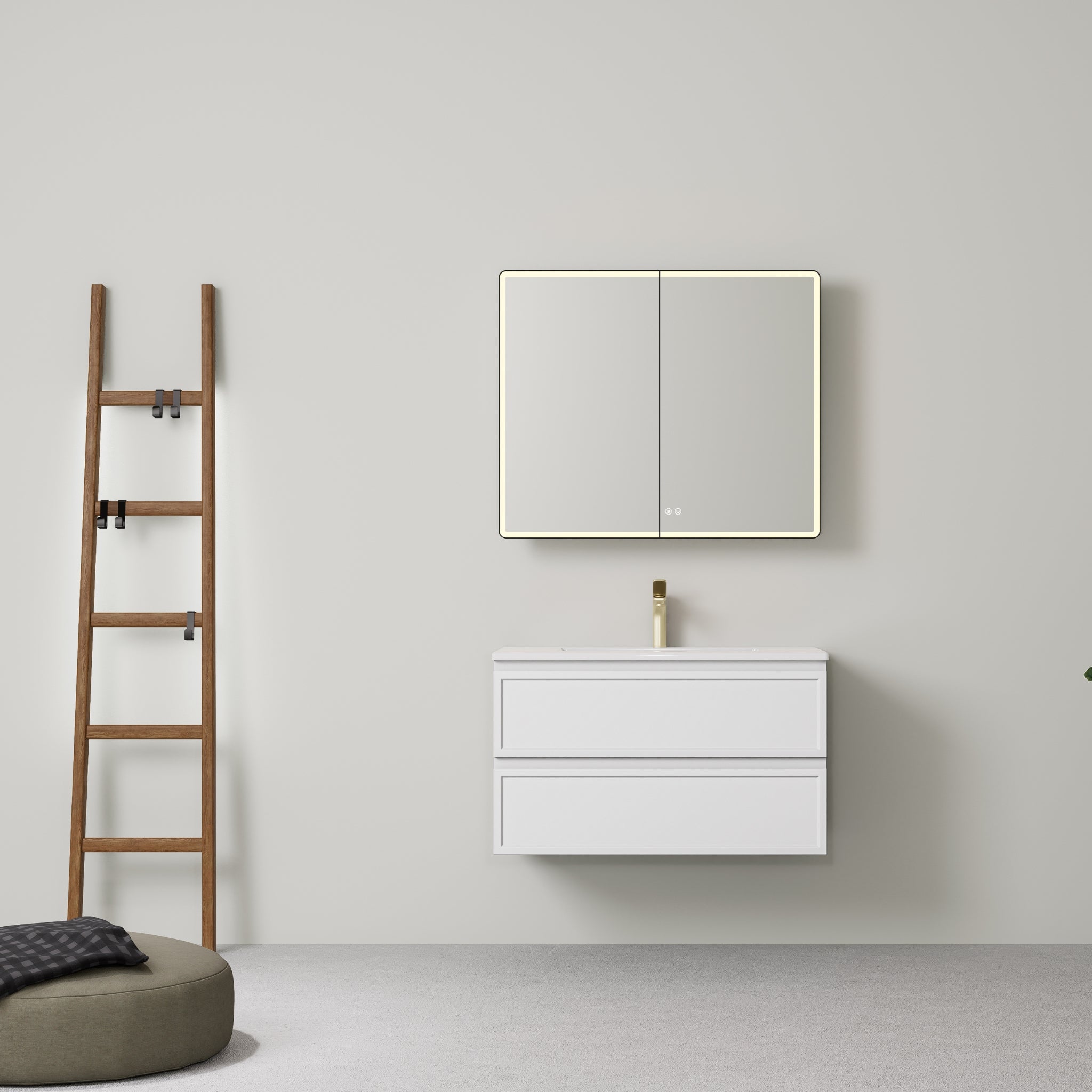 LUKKA HAMILTON MATTE WHITE 900MM SINGLE BOWL WALL HUNG VANITY