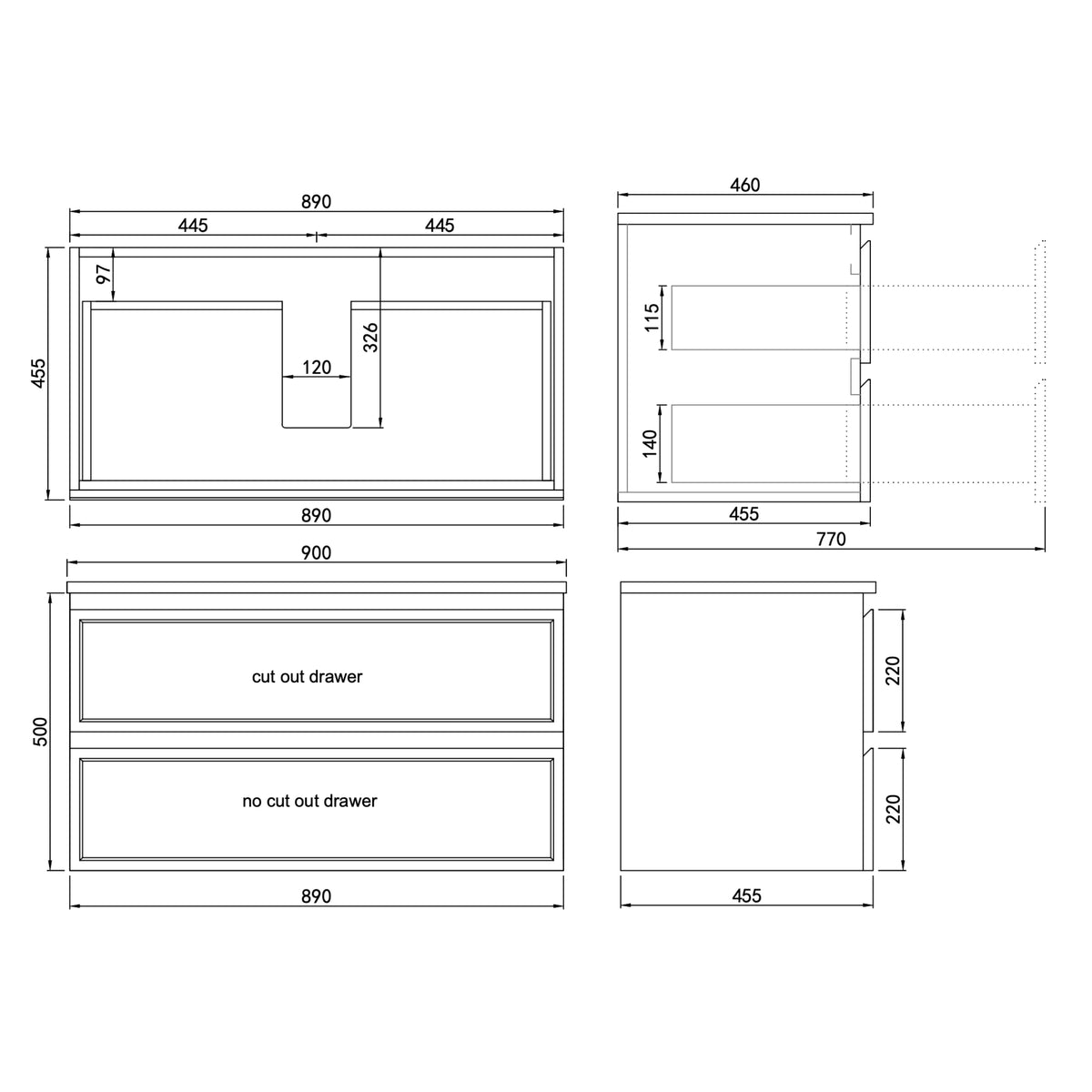 LUKKA HAMILTON MATTE GREY 900MM SINGLE BOWL WALL HUNG VANITY