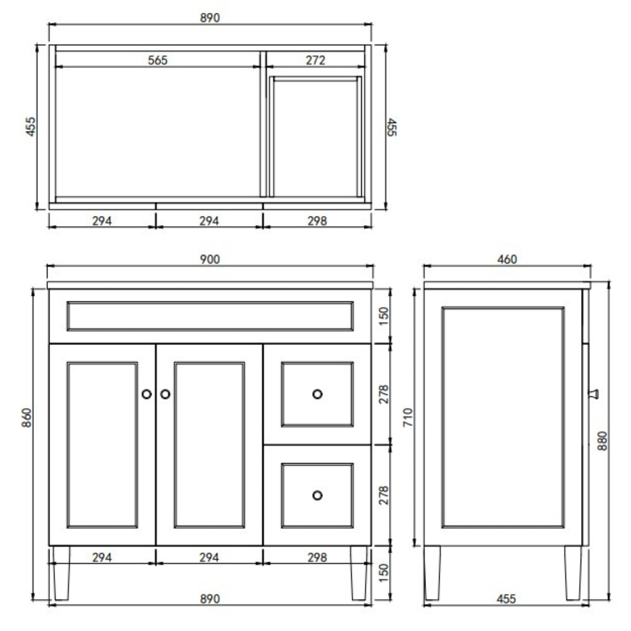 LUKKA HAROLD FEDERATION MATTE WHITE 900MM SINGLE BOWL FLOOR STANDING VANITY (AVAILABLE IN LEFT AND RIGHT HAND DRAWER)