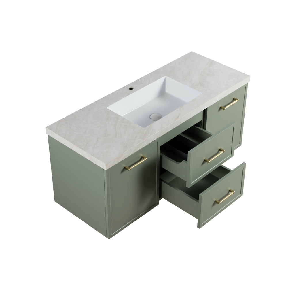 LUKKA KINGSLEY FEDERATION OLIVE GREEN 1200MM SINGLE BOWL WALL HUNG VANITY