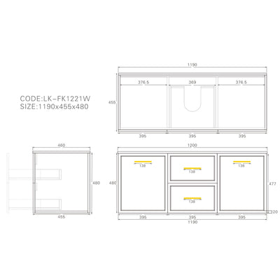 LUKKA KINGSLEY FEDERATION MATTE WHITE 1200MM DOUBLE BOWL WALL HUNG VANITY