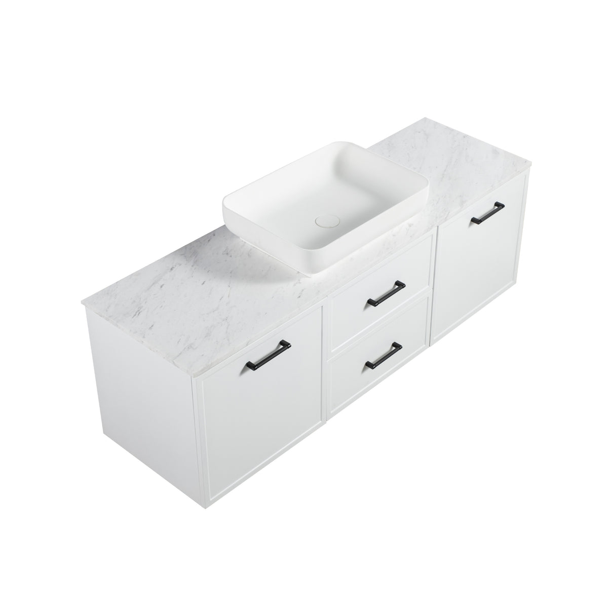 LUKKA KINGSLEY FEDERATION MATTE WHITE 1500MM SINGLE BOWL WALL HUNG VANITY