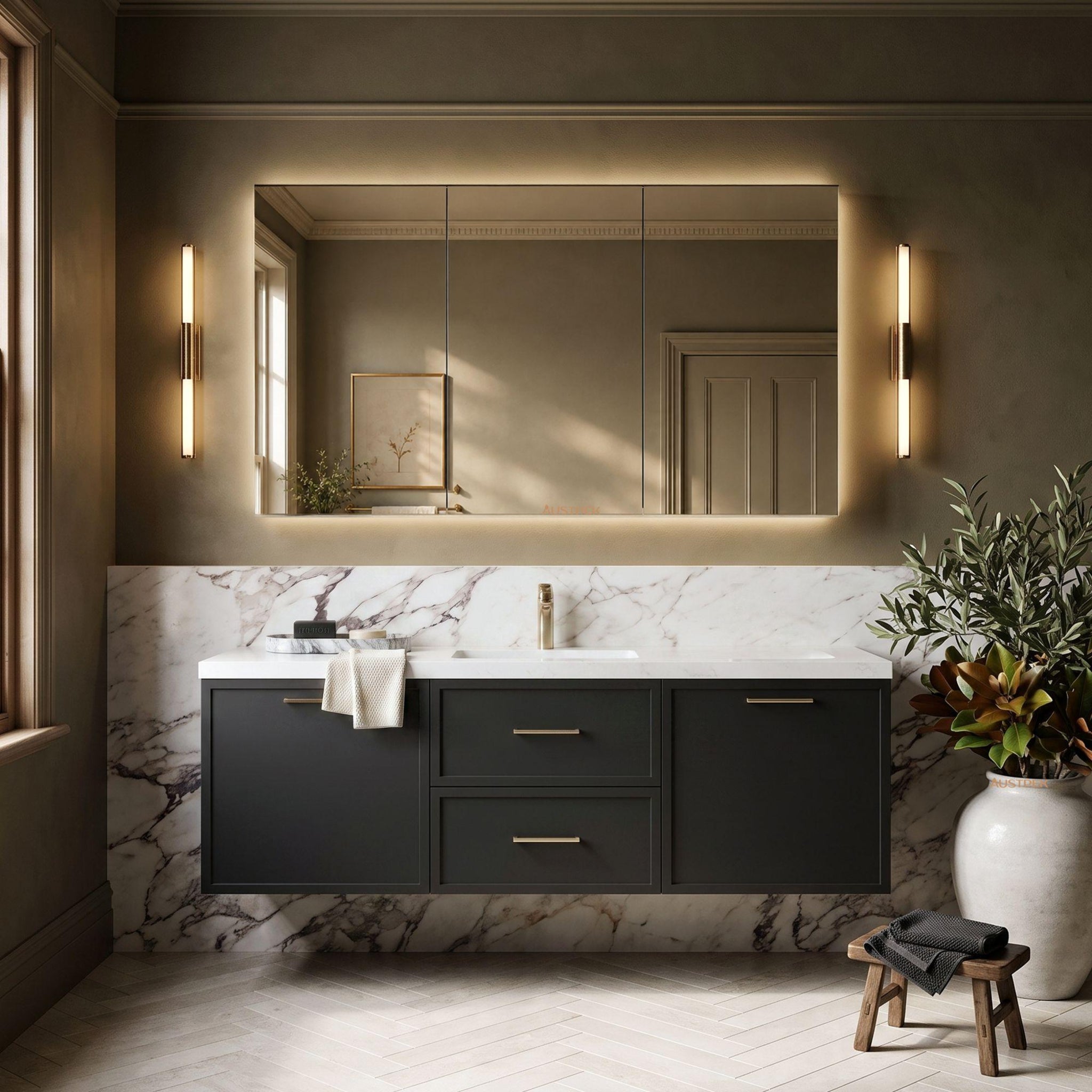 LUKKA KINGSLEY FEDERATION MATTE BLACK 1500MM SINGLE BOWL WALL HUNG VANITY
