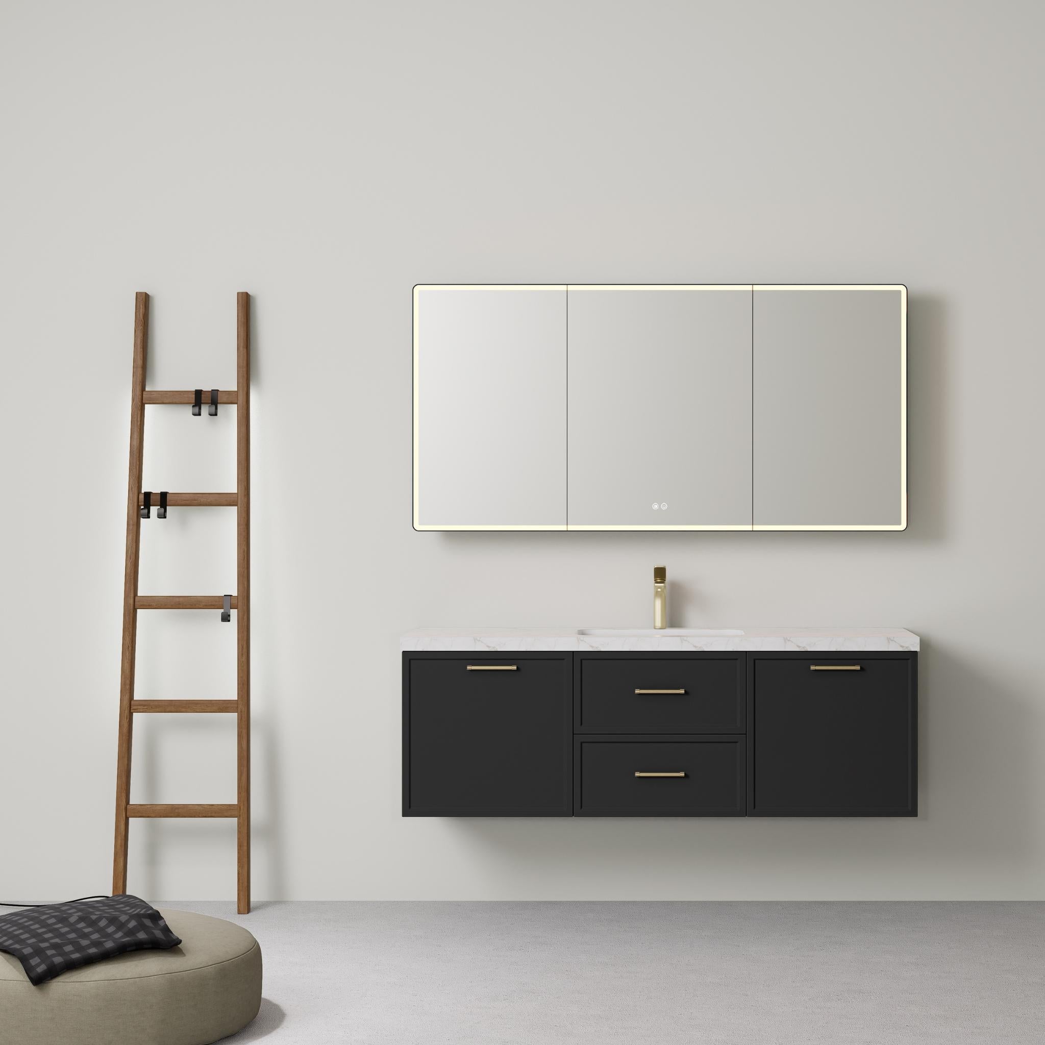 LUKKA KINGSLEY FEDERATION MATTE BLACK 1500MM SINGLE BOWL WALL HUNG VANITY