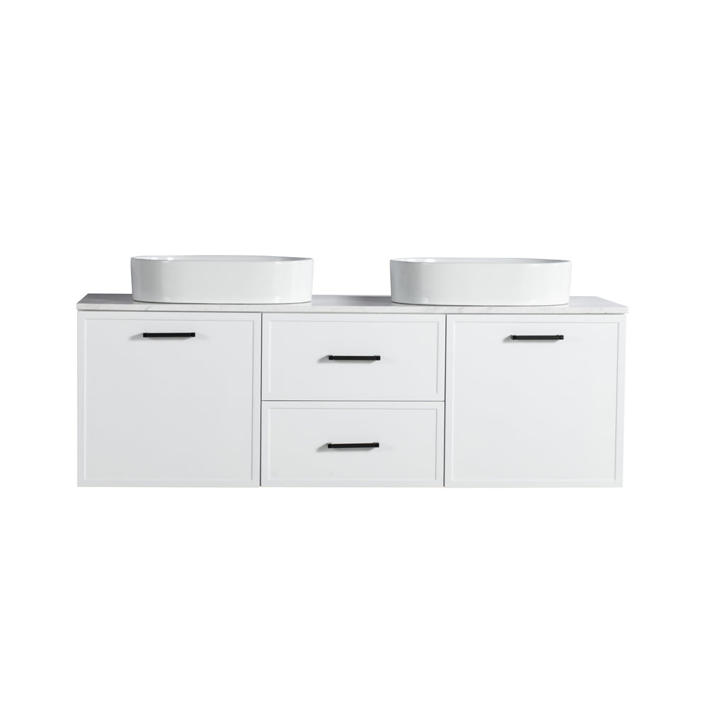 LUKKA KINGSLEY FEDERATION MATTE WHITE 1500MM DOUBLE BOWL WALL HUNG VANITY