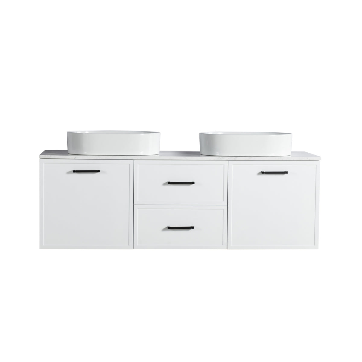 LUKKA KINGSLEY FEDERATION MATTE WHITE 1500MM DOUBLE BOWL WALL HUNG VANITY