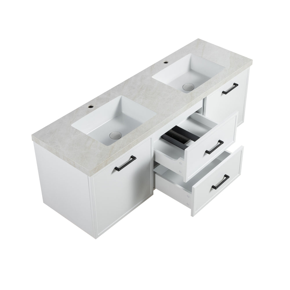 LUKKA KINGSLEY FEDERATION MATTE WHITE 1500MM DOUBLE BOWL WALL HUNG VANITY
