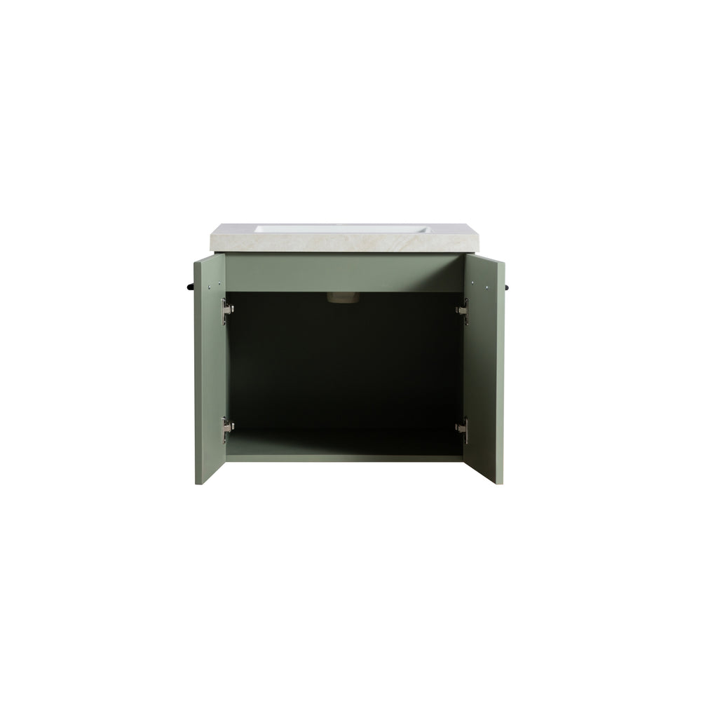 LUKKA KINGSLEY FEDERATION OLIVE GREEN 600MM SINGLE BOWL WALL HUNG VANITY