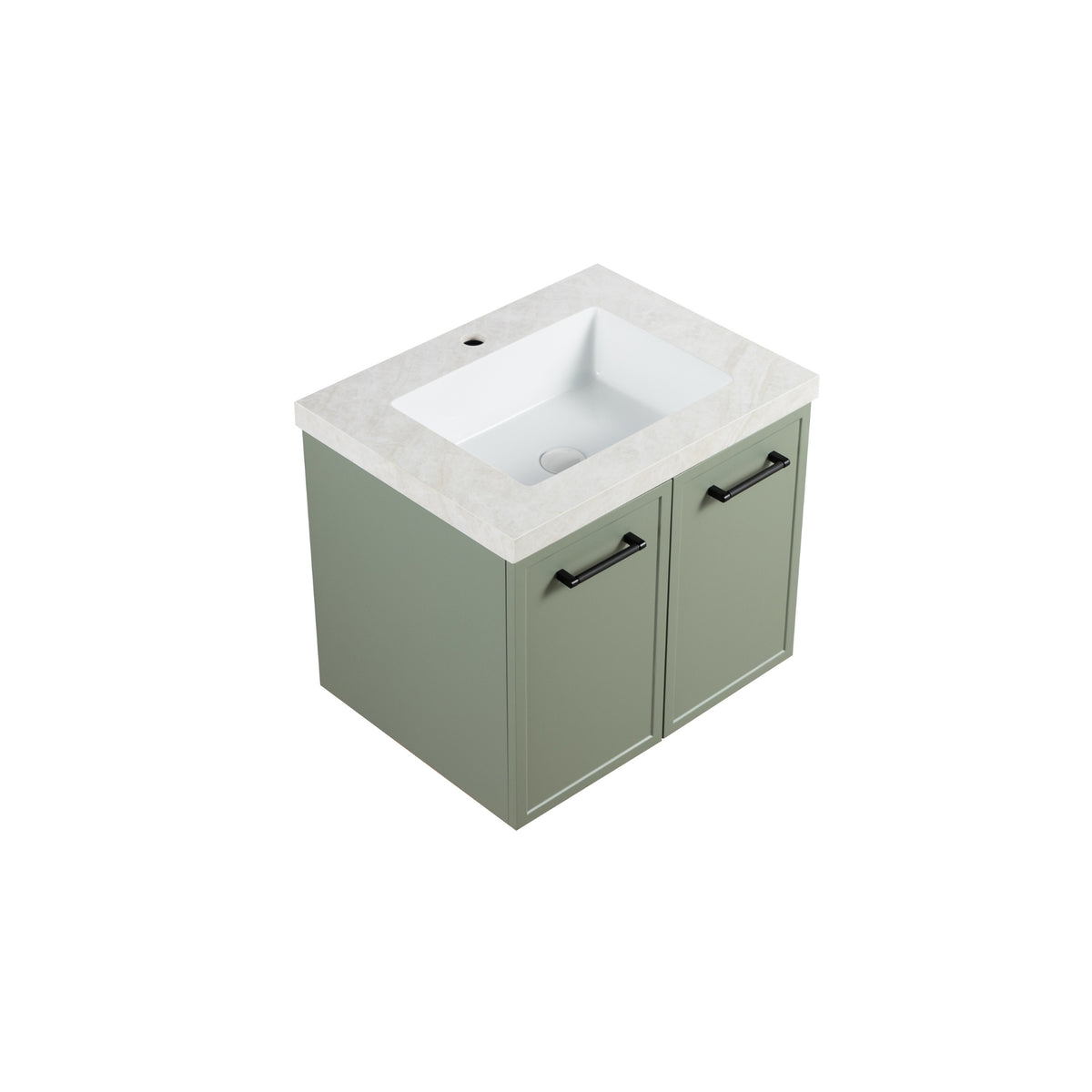 LUKKA KINGSLEY FEDERATION OLIVE GREEN 600MM SINGLE BOWL WALL HUNG VANITY