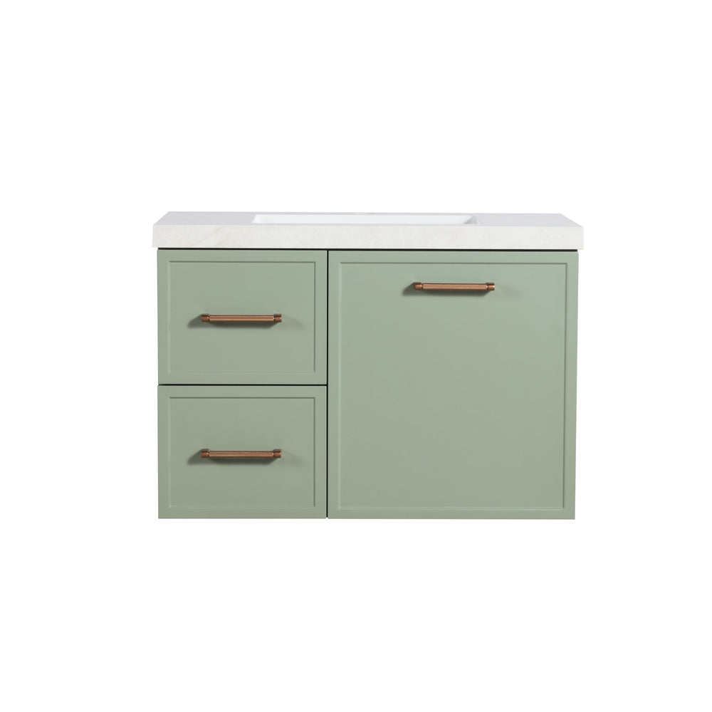 LUKKA KINGSLEY FEDERATION OLIVE GREEN 750MM SINGLE BOWL WALL HUNG VANITY (AVAILABLE IN LEFT HAND DRAWER AND RIGHT HAND DRAWER)
