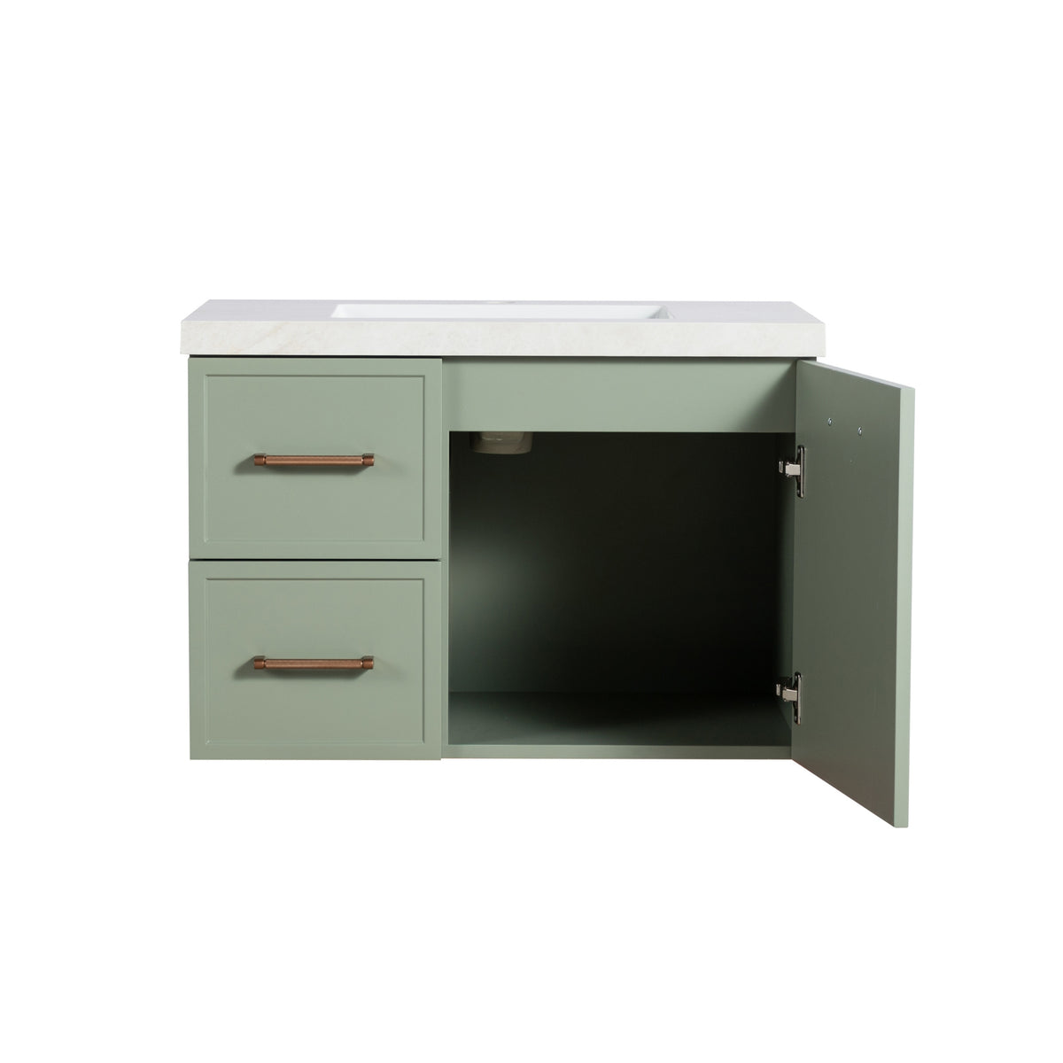 LUKKA KINGSLEY FEDERATION OLIVE GREEN 750MM SINGLE BOWL WALL HUNG VANITY (AVAILABLE IN LEFT HAND DRAWER AND RIGHT HAND DRAWER)