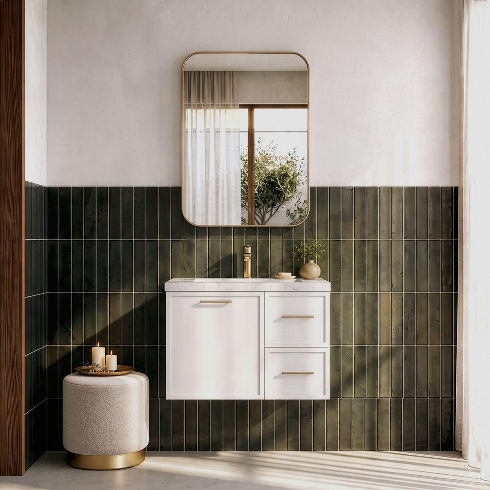 LUKKA KINGSLEY FEDERATION MATTE WHITE 750MM SINGLE BOWL WALL HUNG VANITY (AVAILABLE IN LEFT HAND DRAWER AND RIGHT HAND DRAWER)