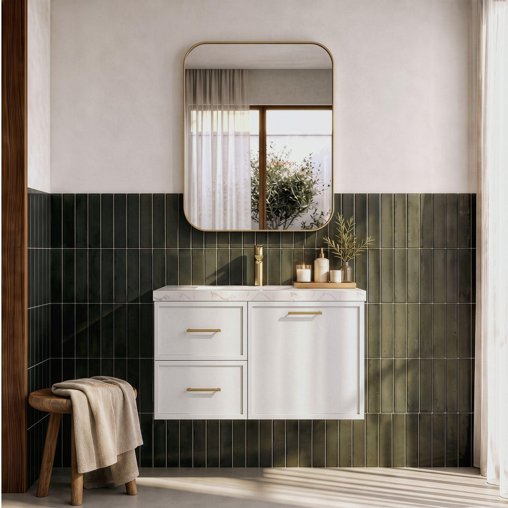 LUKKA KINGSLEY FEDERATION MATTE WHITE 900MM SINGLE BOWL WALL HUNG VANITY (AVAILABLE IN LEFT HAND DRAWER AND RIGHT HAND DRAWER)