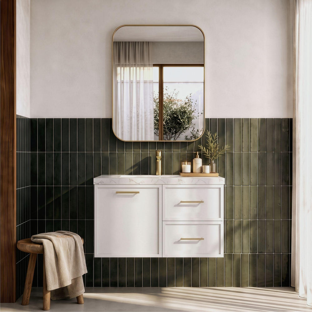 LUKKA KINGSLEY FEDERATION MATTE WHITE 900MM SINGLE BOWL WALL HUNG VANITY (AVAILABLE IN LEFT HAND DRAWER AND RIGHT HAND DRAWER)