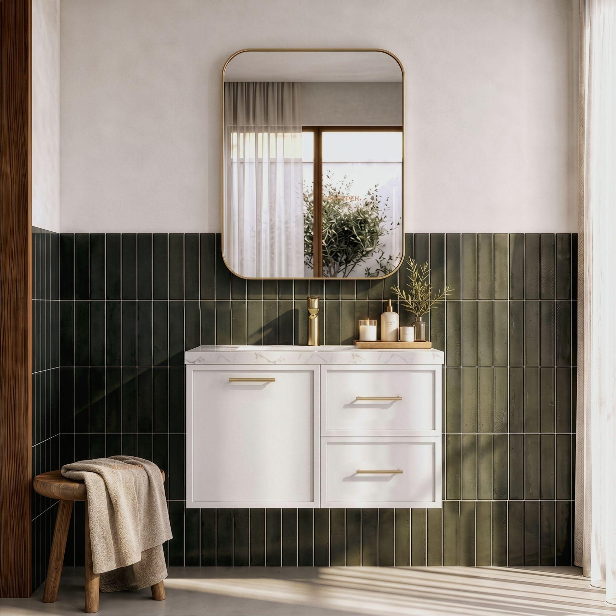 LUKKA KINGSLEY FEDERATION MATTE WHITE 900MM SINGLE BOWL WALL HUNG VANITY (AVAILABLE IN LEFT HAND DRAWER AND RIGHT HAND DRAWER)