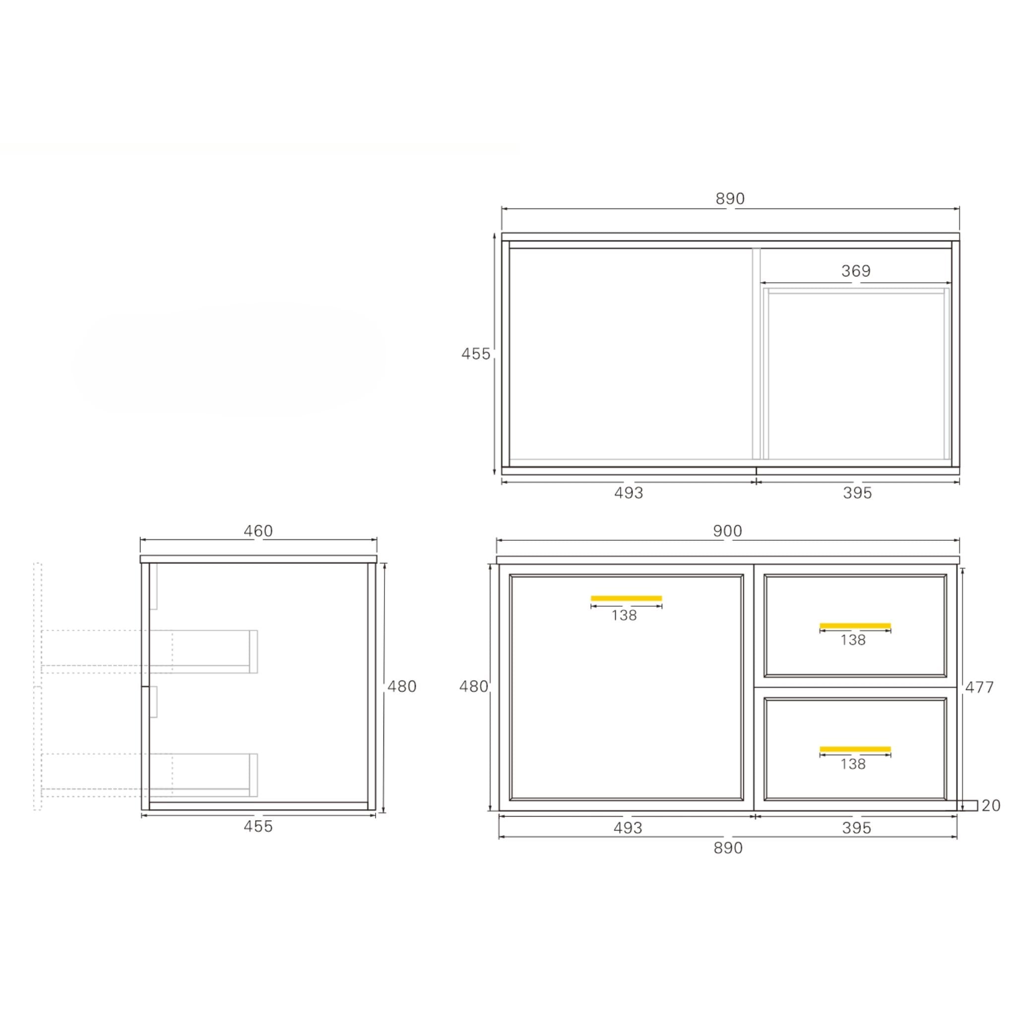 LUKKA KINGSLEY FEDERATION MATTE BLACK 900MM SINGLE BOWL WALL HUNG VANITY (AVAILABLE IN LEFT HAND DRAWER AND RIGHT HAND DRAWER)