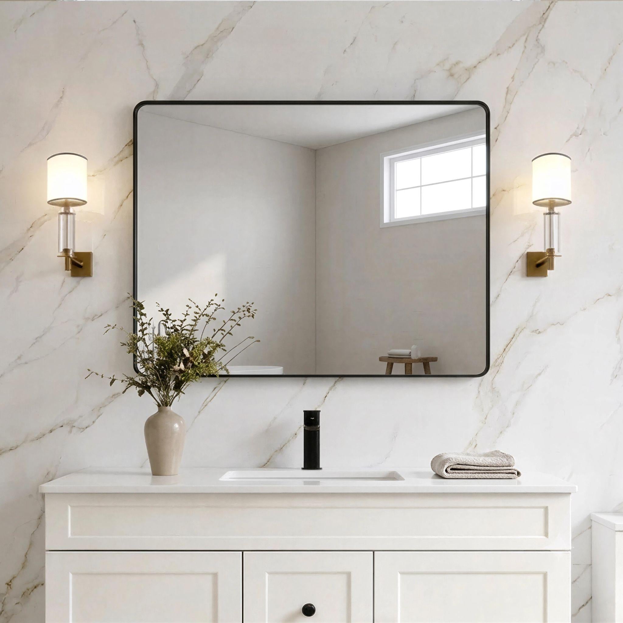 LUKKA RECTTA RECTANGULAR FRAMED MIRROR MATTE BLACK 1200X900MM