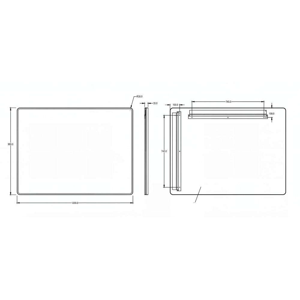 LUKKA RECTTA RECTANGULAR FRAMED MIRROR MATTE BLACK 1200X900MM