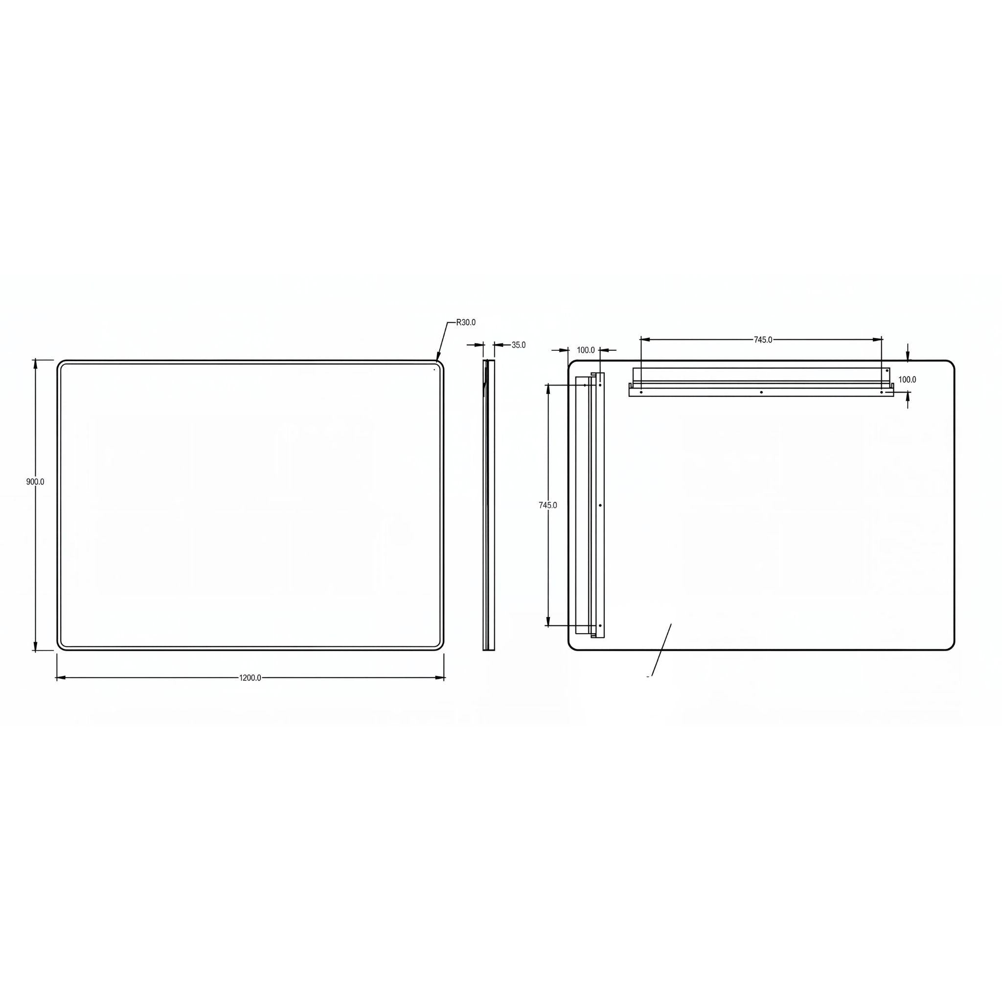 LUKKA RECTTA RECTANGULAR FRAMED MIRROR MATTE BLACK 1200X900MM