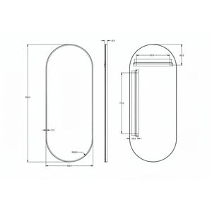 LUKKA ELLIPS OVAL FRAMED MIRROR MATTE BLACK 450X900MM