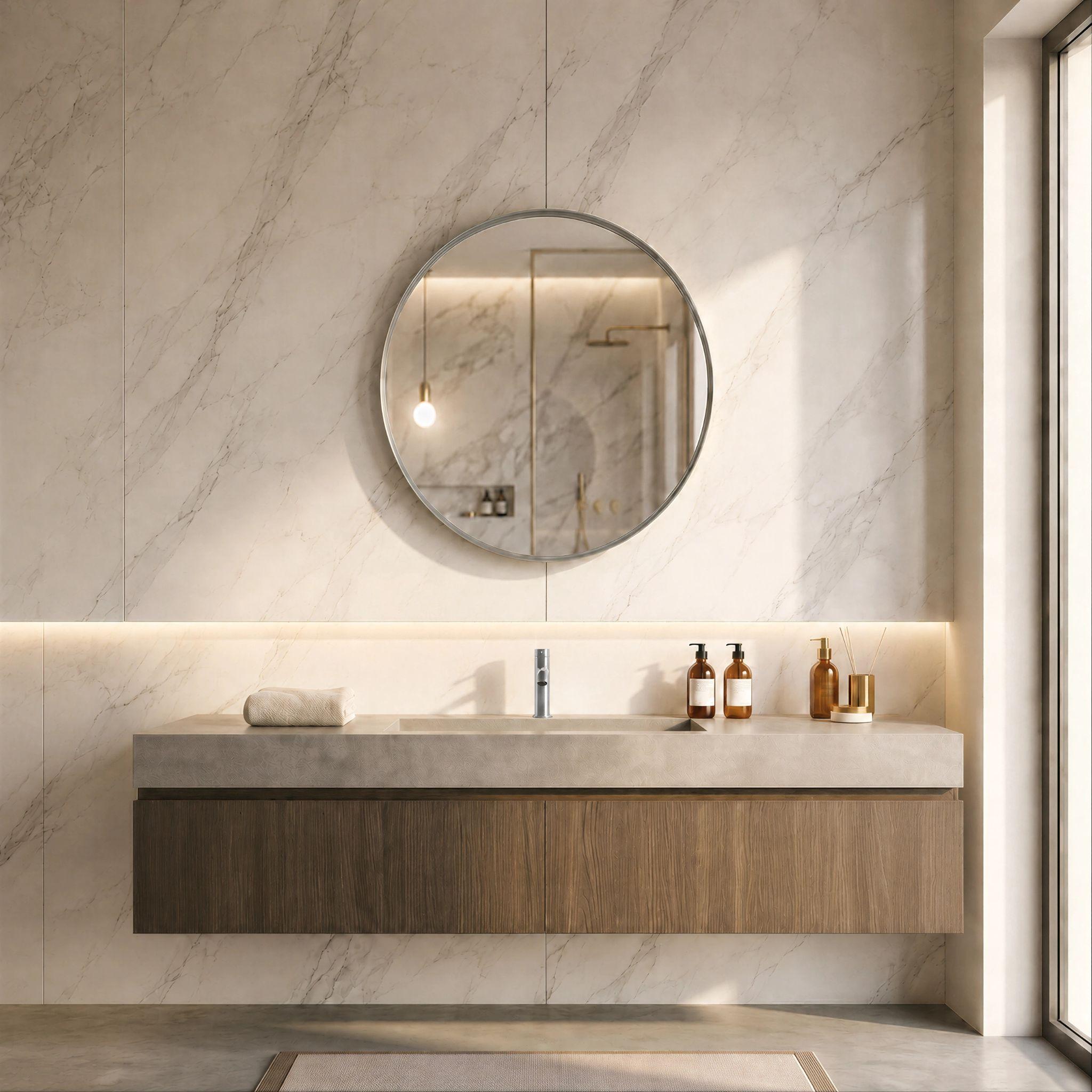 LUKKA ORBIS ROUND FRAMED MIRROR BRUSHED NICKEL 600X600MM
