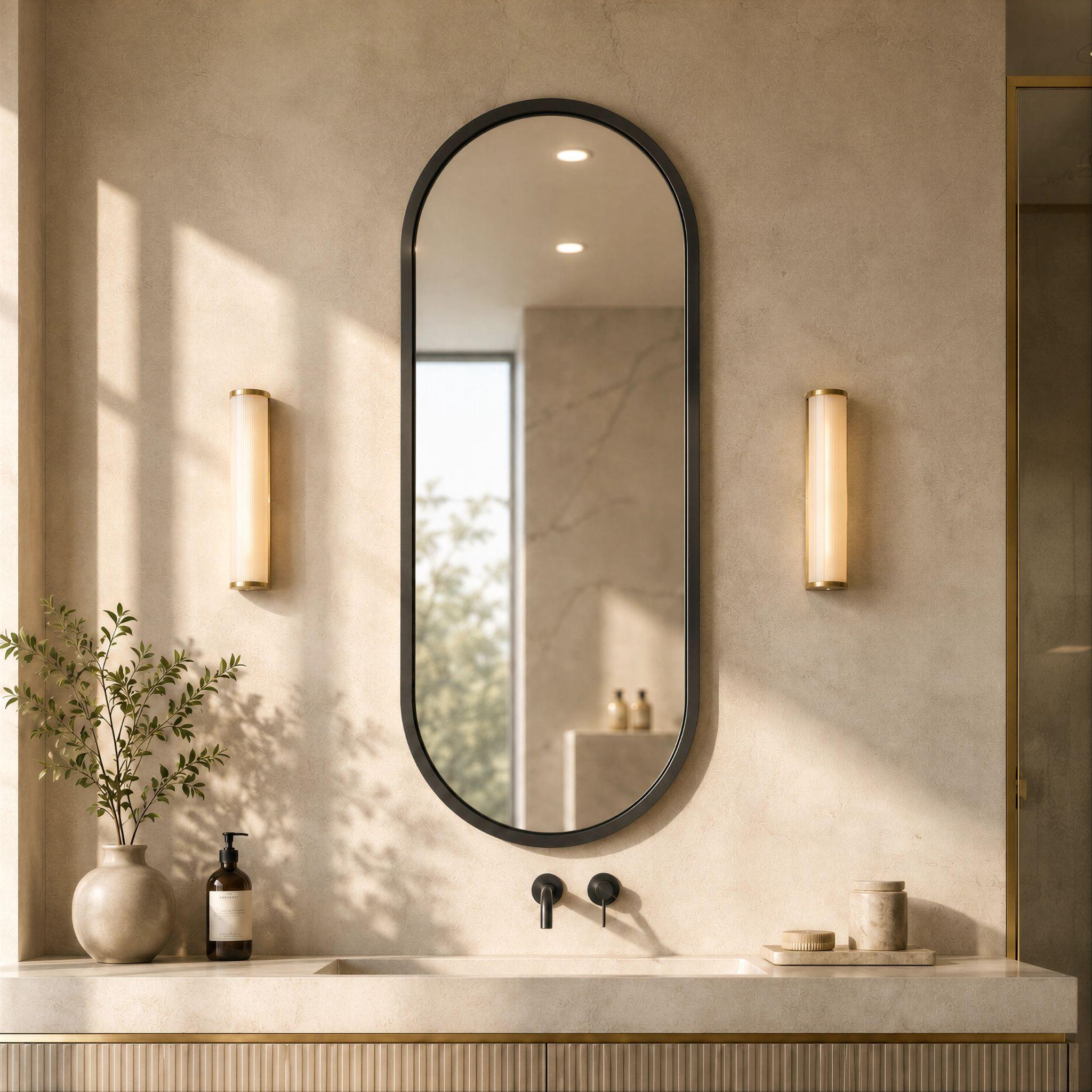 LUKKA ELLIPS OVAL FRAMED MIRROR MATTE BLACK 600X1500MM