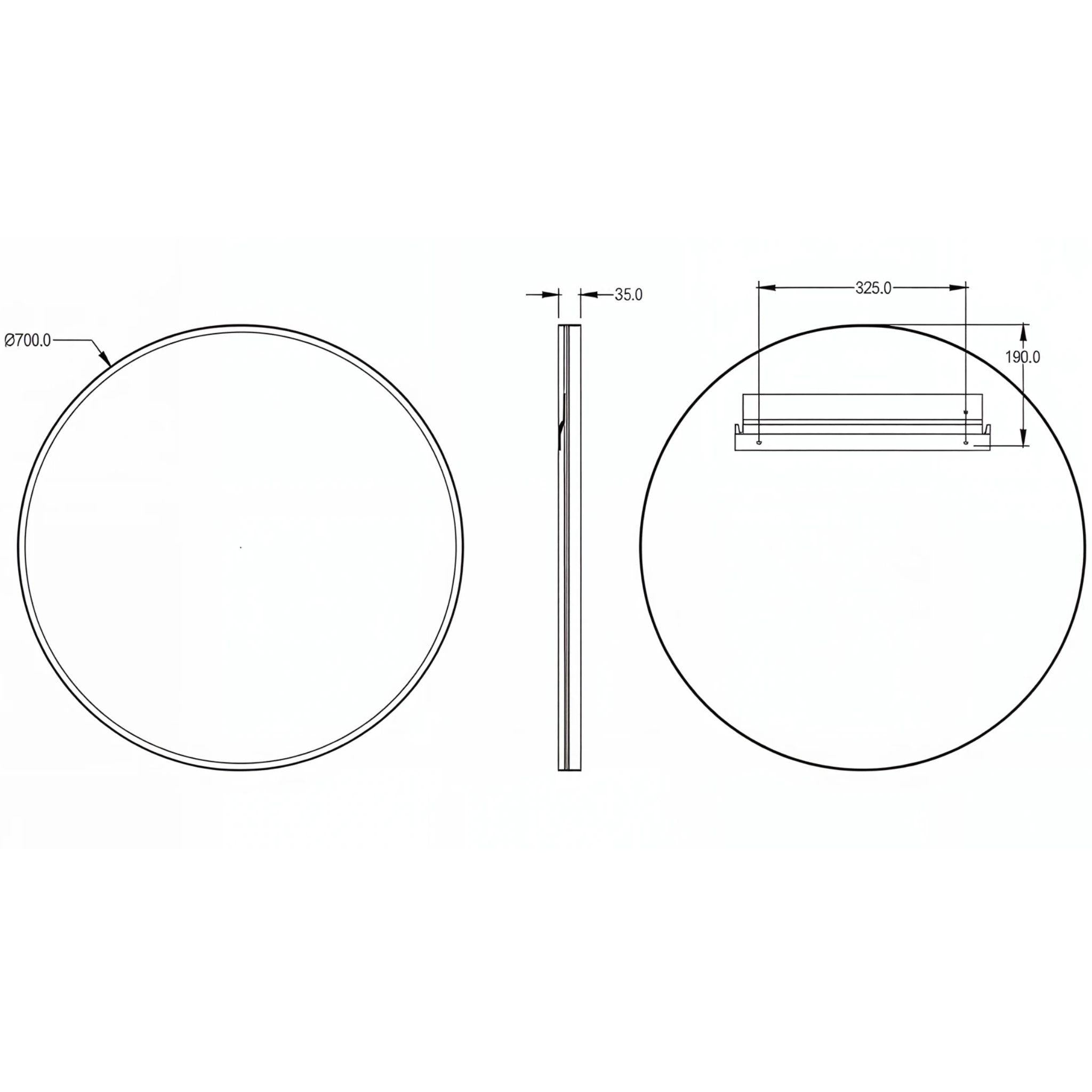 LUKKA ORBIS ROUND FRAMED MIRROR MATTE BLACK 700X700MM