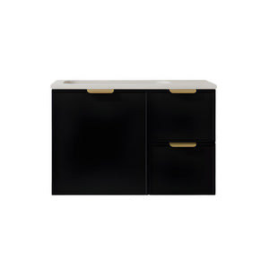 LUKKA MADURA FEDERATION MATTE BLACK 750MM SINGLE BOWL WALL HUNG VANITY