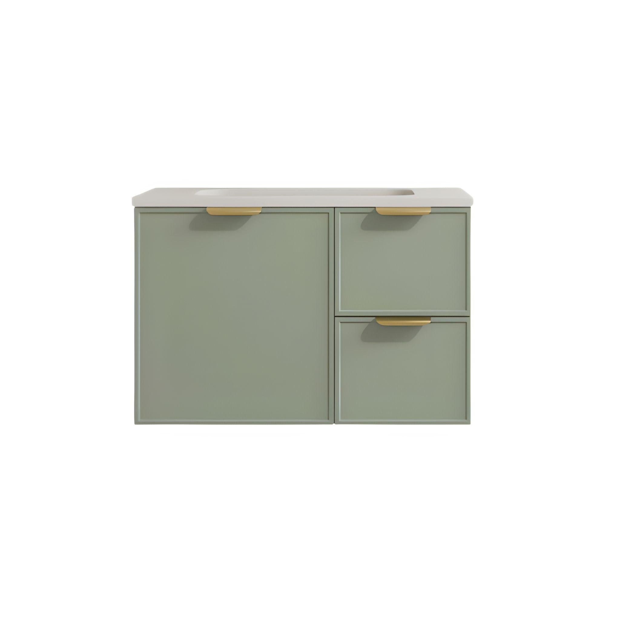 LUKKA MADURA FEDERATION OLIVE GREEN 750MM SINGLE BOWL WALL HUNG VANITY