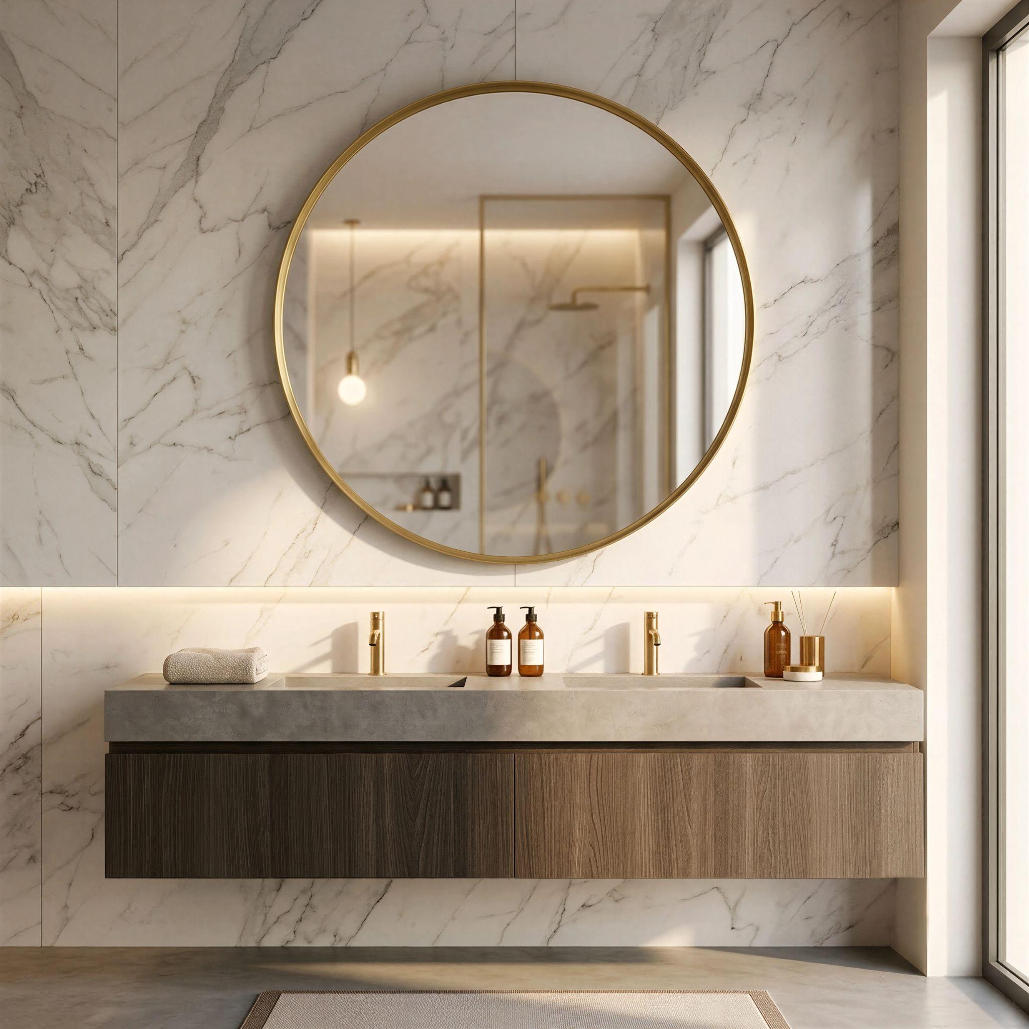 LUKKA ORBIS ROUND FRAMED MIRROR BRUSHED GOLD 900X900MM