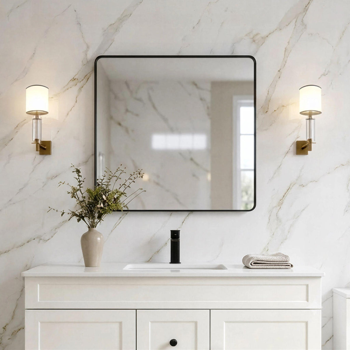 LUKKA RECTTA RECTANGULAR FRAMED MIRROR MATTE BLACK 900X750MM
