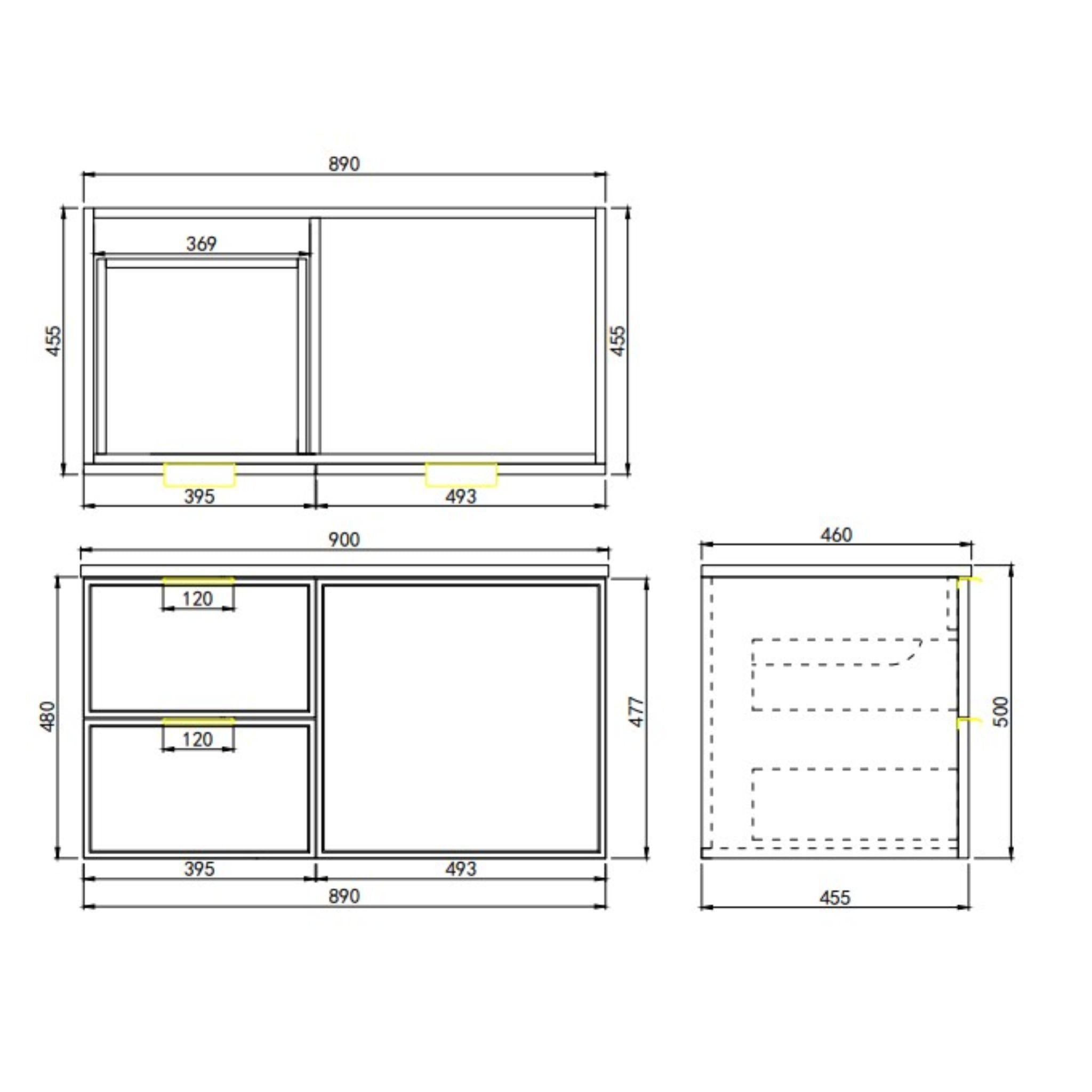 LUKKA MADURA FEDERATION MATTE WHITE 900MM SINGLE BOWL WALL HUNG VANITY (AVAILABLE IN LEFT AND RIGHT HAND DRAWER)