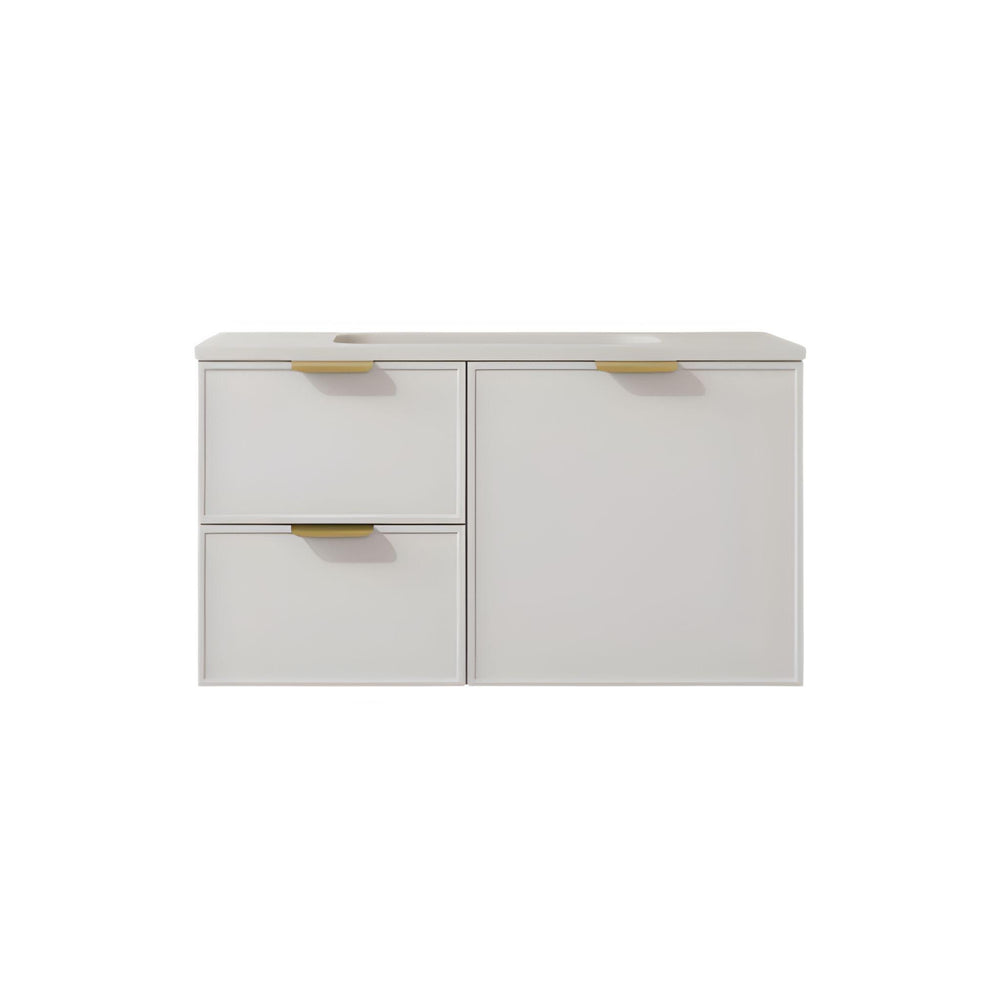 LUKKA MADURA FEDERATION MATTE WHITE 900MM SINGLE BOWL WALL HUNG VANITY (AVAILABLE IN LEFT AND RIGHT HAND DRAWER)