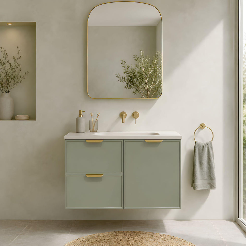 LUKKA MADURA FEDERATION OLIVE GREEN 900MM SINGLE BOWL WALL HUNG VANITY