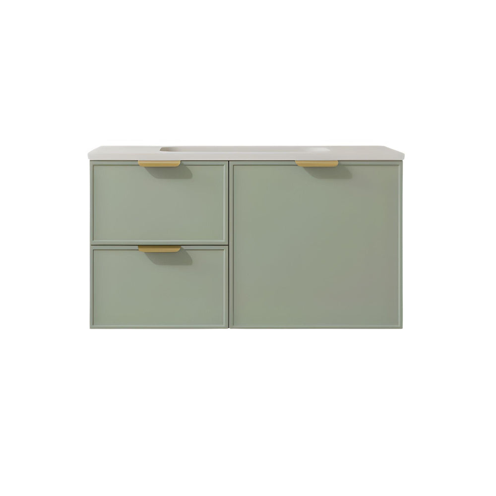 LUKKA MADURA FEDERATION OLIVE GREEN 900MM SINGLE BOWL WALL HUNG VANITY
