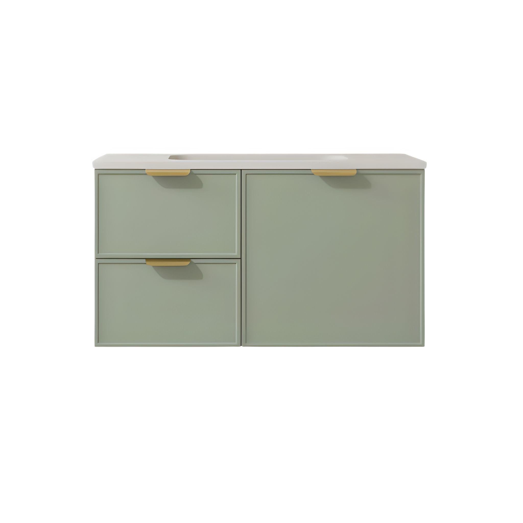 LUKKA MADURA FEDERATION OLIVE GREEN 900MM SINGLE BOWL WALL HUNG VANITY