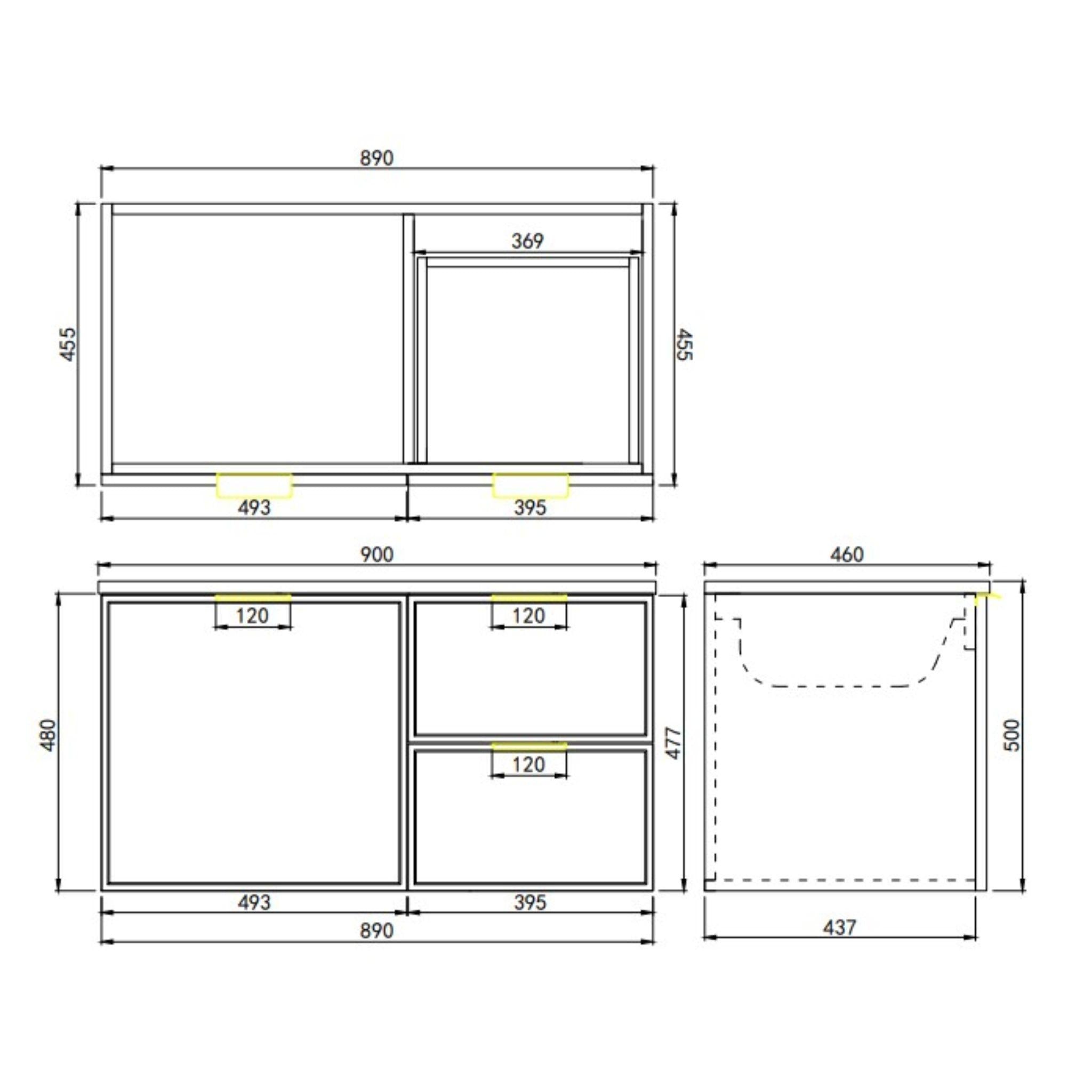 LUKKA MADURA FEDERATION MATTE BLACK 900MM SINGLE BOWL WALL HUNG VANITY (AVAILABLE IN LEFT AND RIGHT HAND DRAWER)