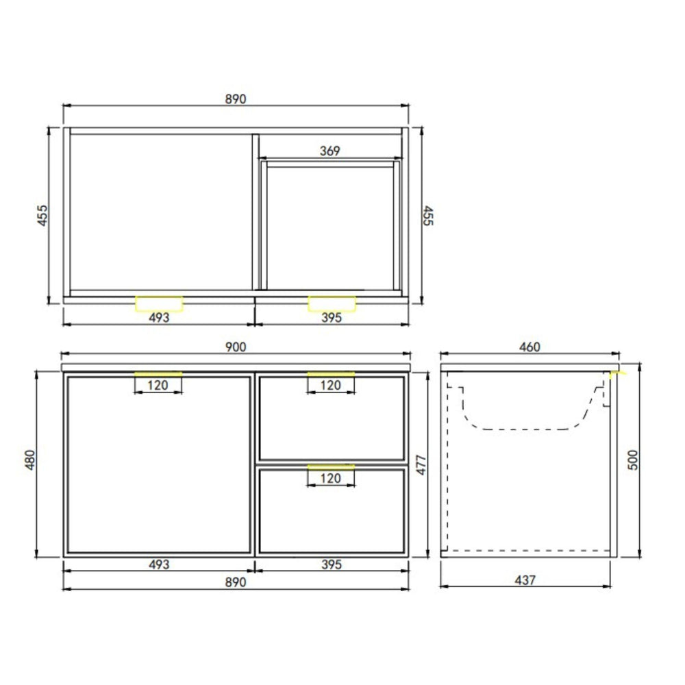LUKKA MADURA FEDERATION MATTE WHITE 900MM SINGLE BOWL WALL HUNG VANITY (AVAILABLE IN LEFT AND RIGHT HAND DRAWER)