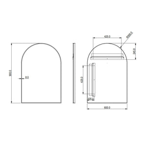 LUKKA ARCO ARCHED FRAMED MIRROR BRUSHED NICKEL 600X900MM